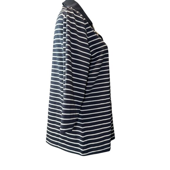 Tail Striped black Polo Shirt with Gold Snap Detail | Size Large - Picture 3 of 6